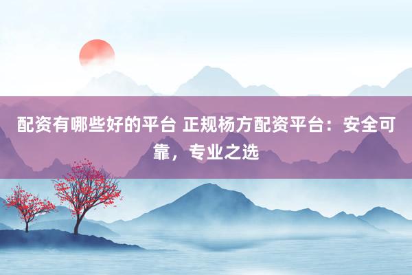 配资有哪些好的平台 正规杨方配资平台：安全可靠，专业之选