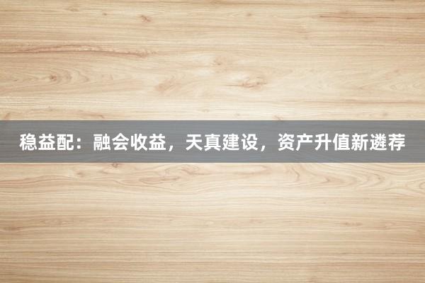 稳益配:融会收益,天真建设,资产升值新遴荐