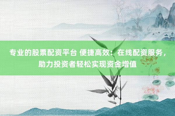 专业的股票配资平台 便捷高效：在线配资服务，助力投资者轻松实现资金增值