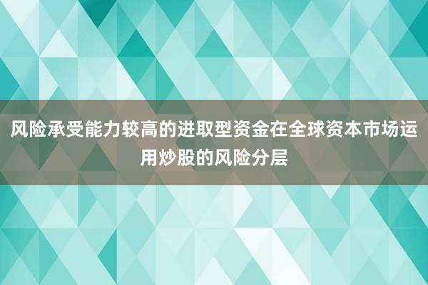风险承受能力较高的进取型资金在全球资本市场运用炒股的风险分层