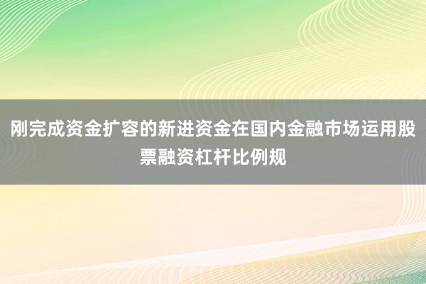 刚完成资金扩容的新进资金在国内金融市场运用股票融资杠杆比例规