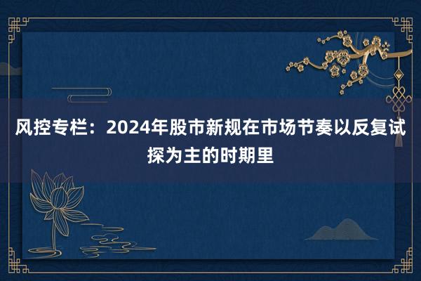 风控专栏:2024年股市新规在市场节奏以反复试探为主的时期里