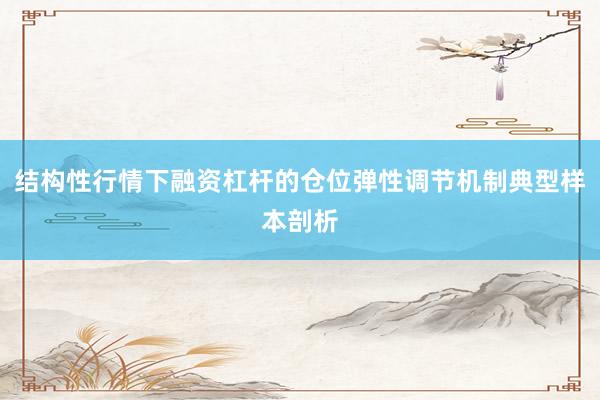 结构性行情下融资杠杆的仓位弹性调节机制典型样本剖析