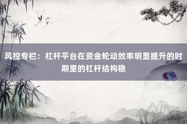 风控专栏：杠杆平台在资金轮动效率明显提升的时期里的杠杆结构稳
