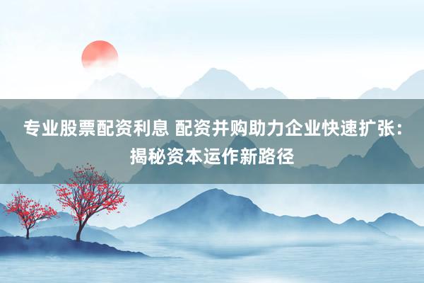 专业股票配资利息 配资并购助力企业快速扩张：揭秘资本运作新路径