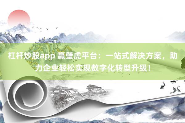 杠杆炒股app 赢壁虎平台：一站式解决方案，助力企业轻松实现数字化转型升级！