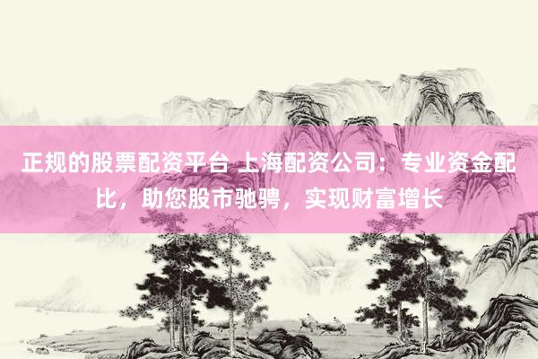 正规的股票配资平台 上海配资公司：专业资金配比，助您股市驰骋，实现财富增长