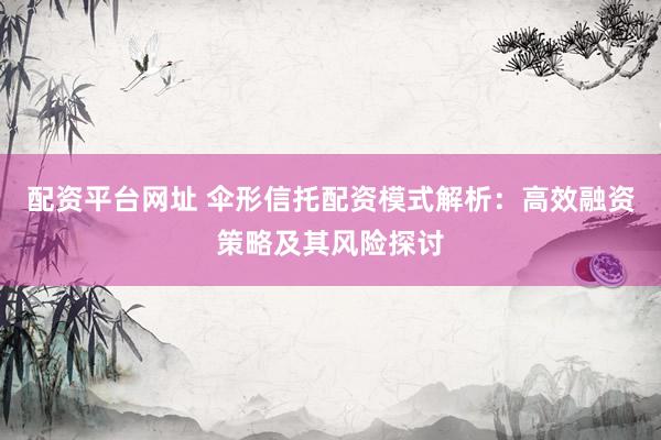 配资平台网址 伞形信托配资模式解析:高效融资策略及其风险探讨