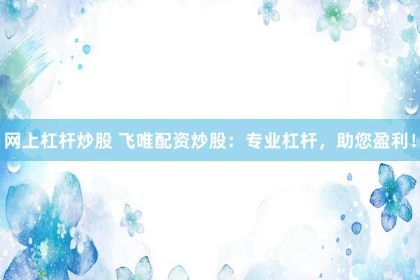 网上杠杆炒股 飞唯配资炒股：专业杠杆，助您盈利！
