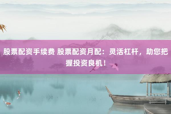 股票配资手续费 股票配资月配：灵活杠杆，助您把握投资良机！