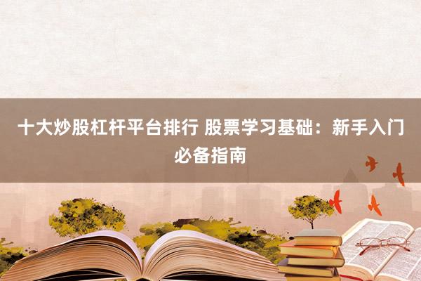 十大炒股杠杆平台排行 股票学习基础：新手入门必备指南