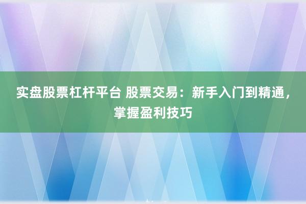 实盘股票杠杆平台 股票交易：新手入门到精通，掌握盈利技巧