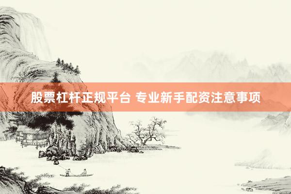 股票杠杆正规平台 专业新手配资注意事项